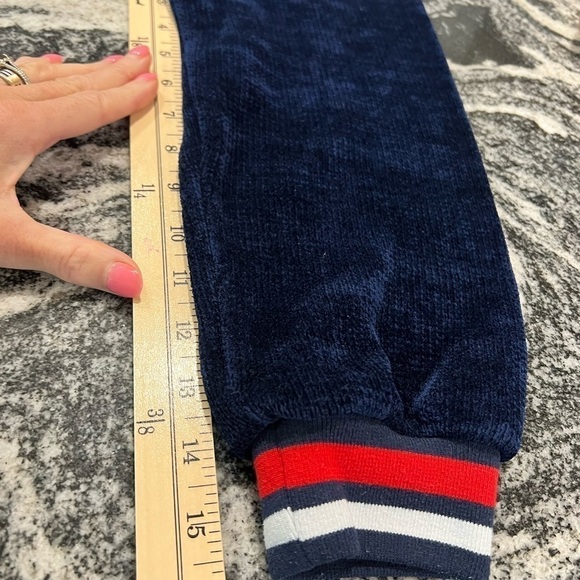 J.O.A. Navy with red and white trim short chenille sweater - Picture 11 of 14